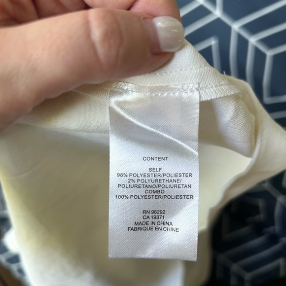 New With Tags TIBI Ivory Stretch Faux Wrap Dress Long Sleeve Black Belt - Picture 6 of 8